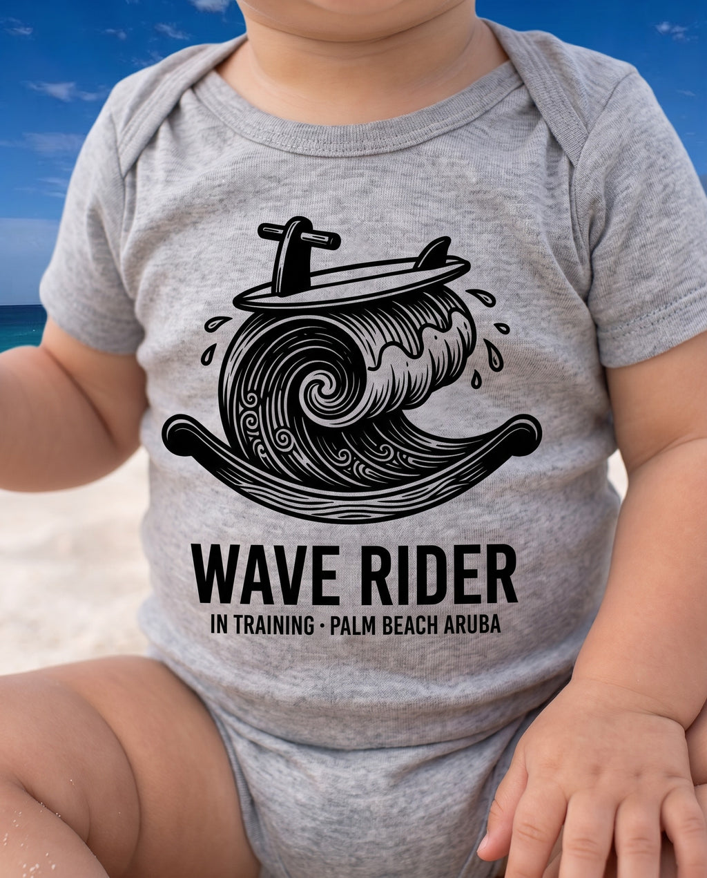 Aruba Wave Rider Bodysuit close-up of the design, Heather
