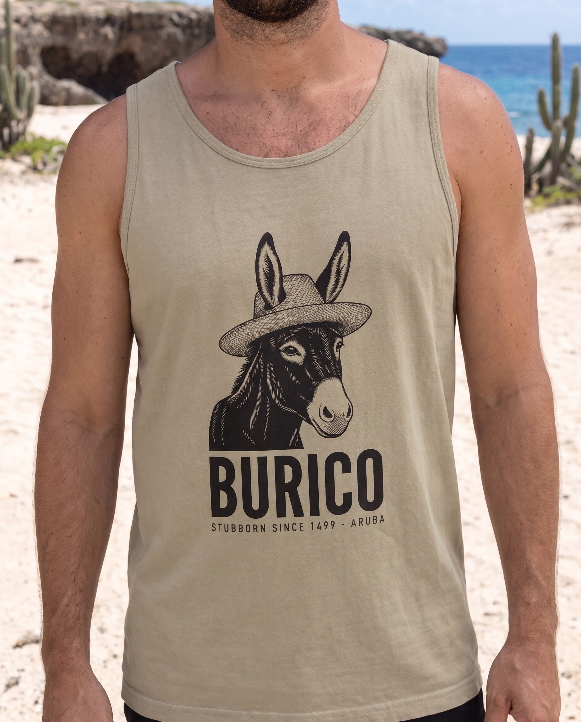 Aruba Burico Donkey Tank close-up of the design, Sandstone