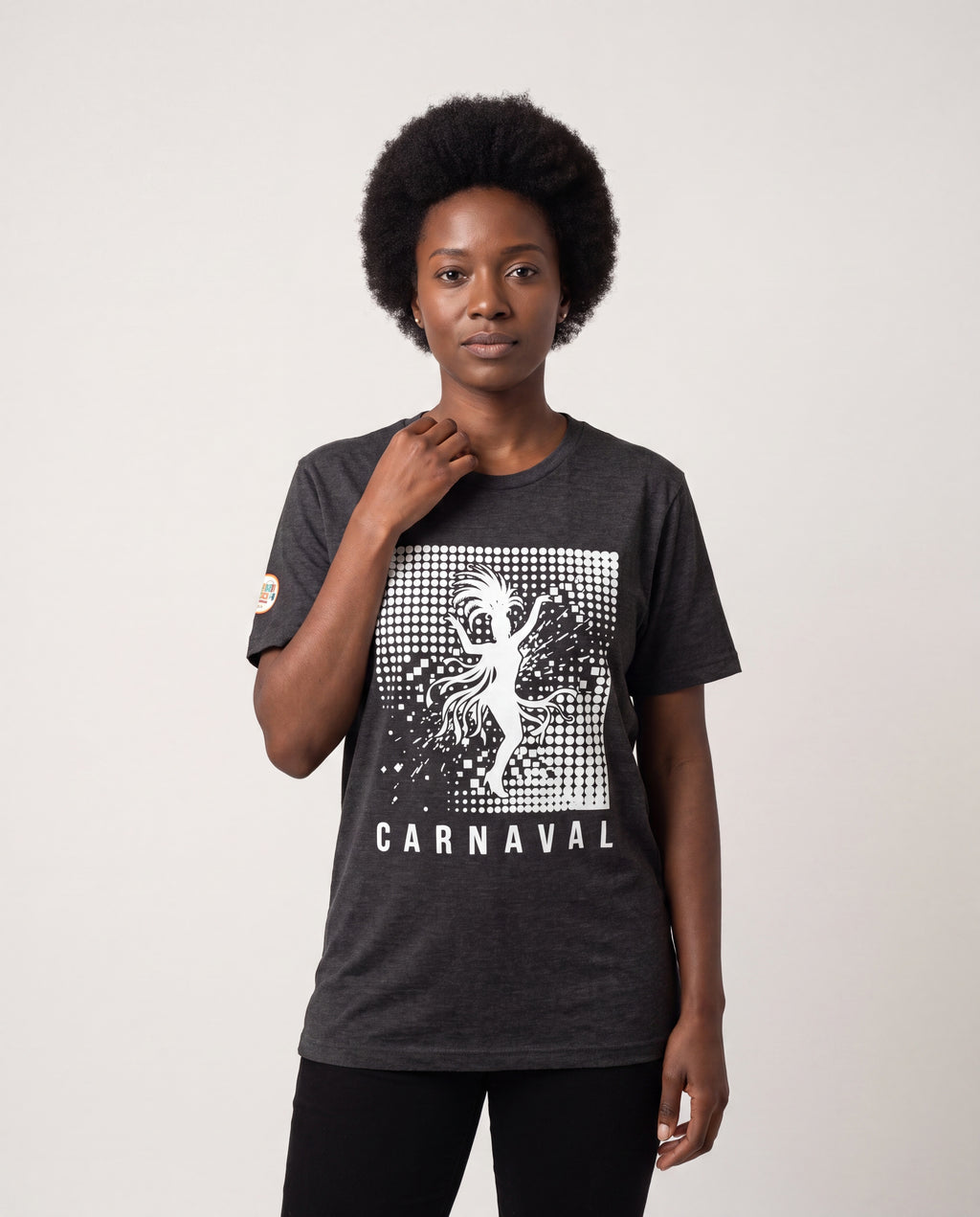 Model wearing the Aruba Carnaval Halftone Tee