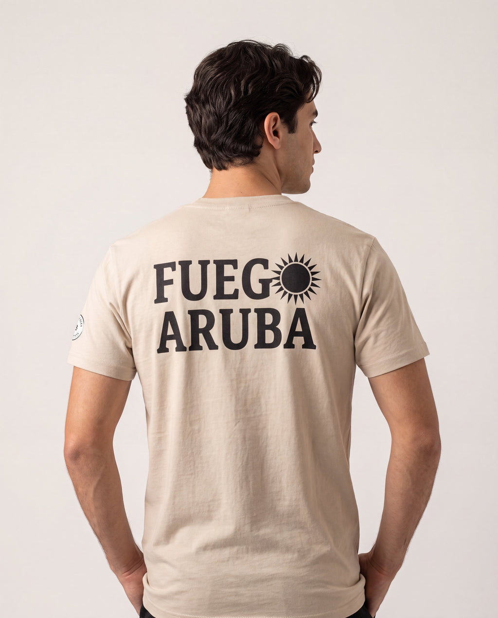 Model wearing the Fuego Aruba Matchbox Tee