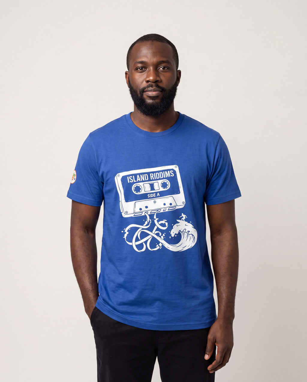 Model wearing the Island Riddims Cassette Tee