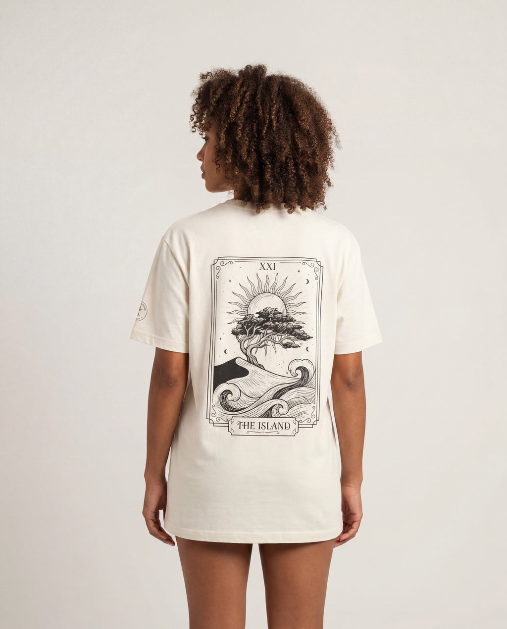 Model wearing the Aruba Island Tarot Tee